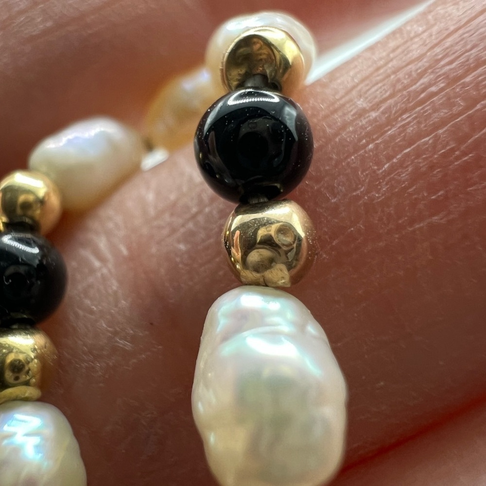Vintage 14k plum gold pearl and onyx necklace Imperial Pearl Syndicate 1941 - Picture 5 of 11